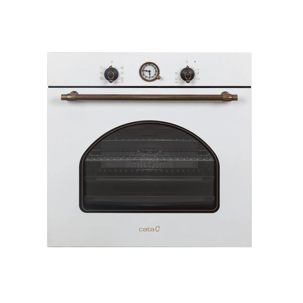 CATA MRA7108WH Einbaubackofen Elektro in Rustikalem Weiß Energieklasse A 7 Funktionen und Mechanisches Garprogramm Umluftofen mit 5 Höhenstufen und 60 L Fassungsvermögen