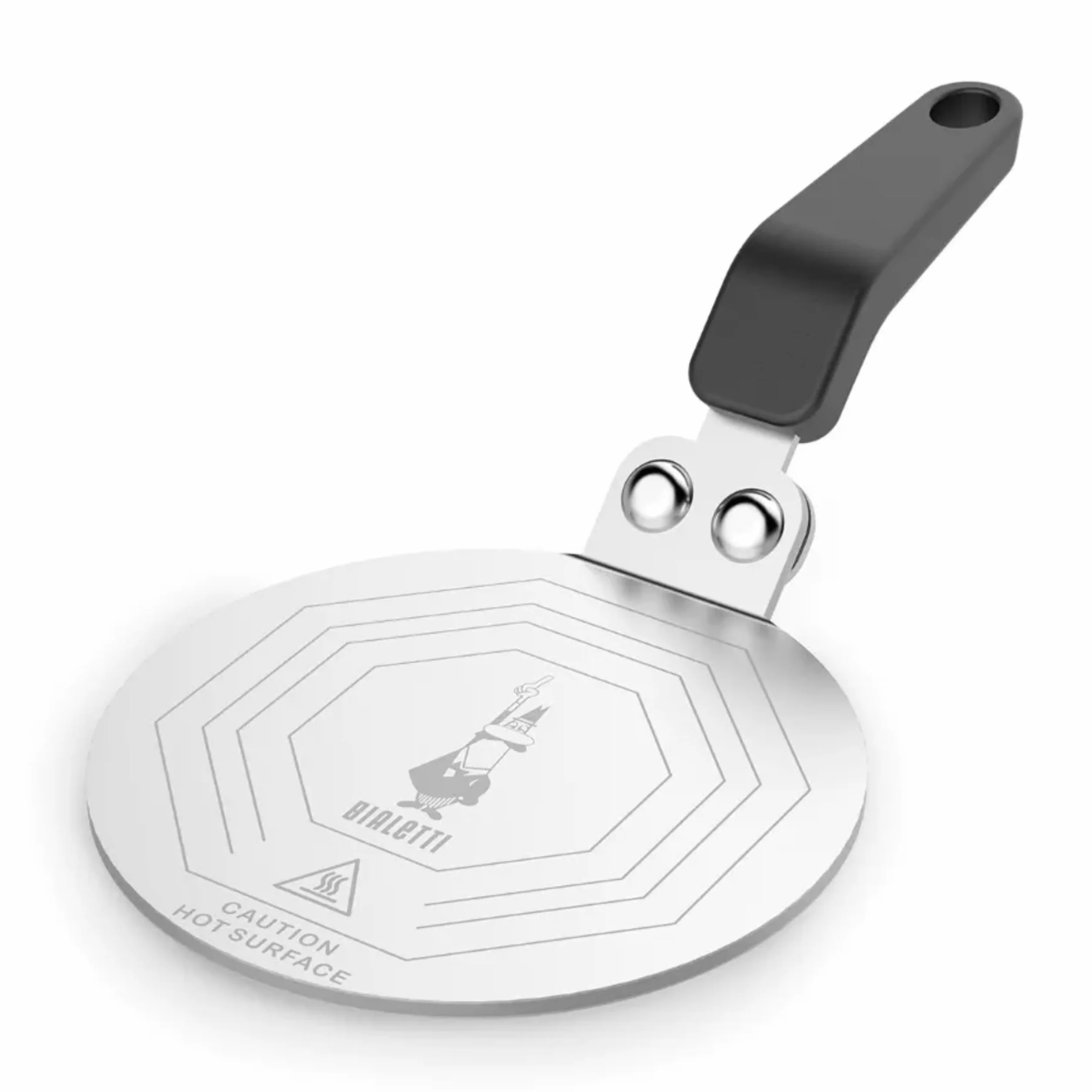 Bialetti Moka Induktionskochteller Adapter für die Verwendung von Kaffeekannen und Kochgeschirr auf Induktionskochfelder, Stahl, 13 cm, Silber