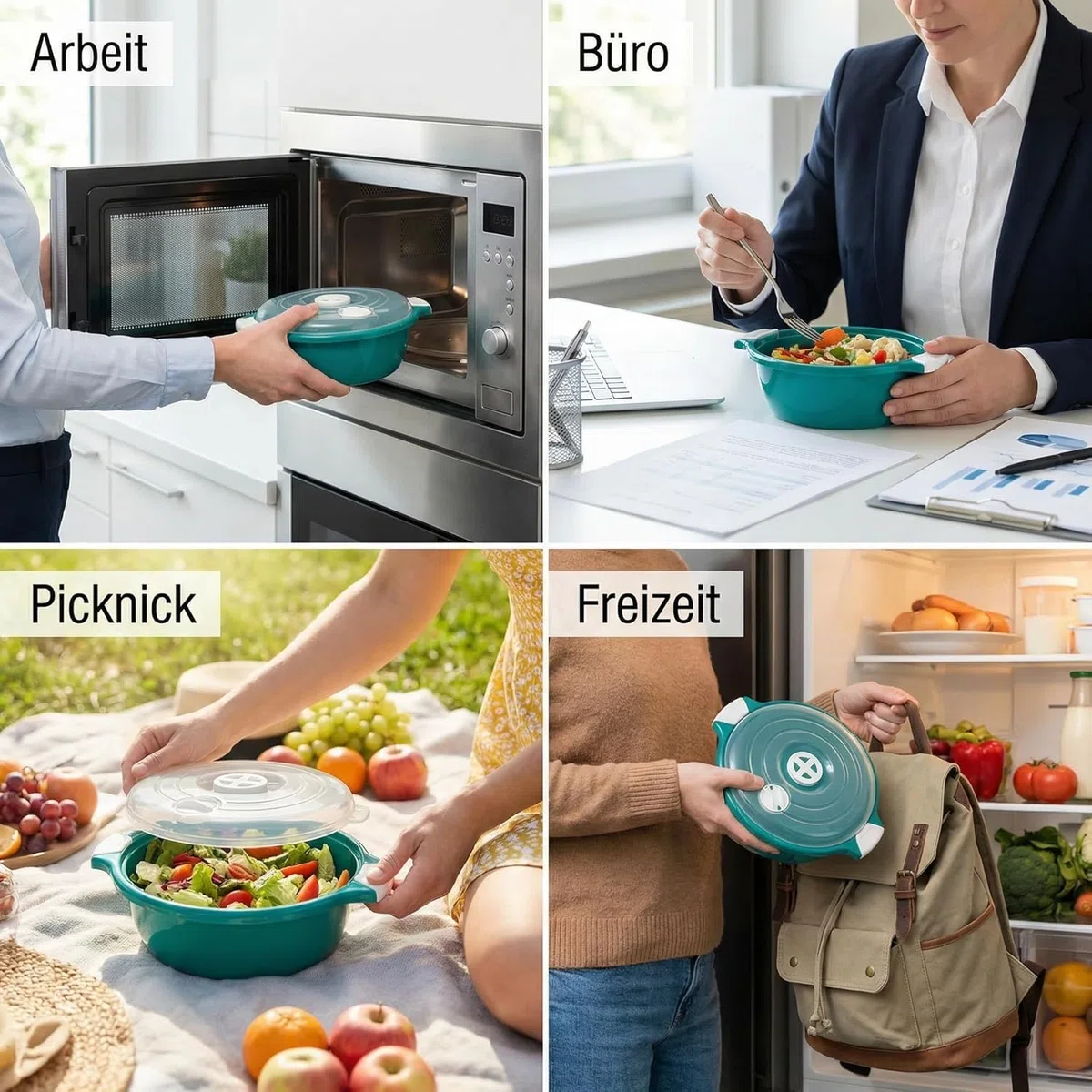 Lantelme Mikrowellenschüssel mit 1,8 Liter mit Dampfventil in Deutschland hergestellt stapelbar spülmaschinengeeignet Kunststoff Schüssel für Mikrowelle Kühl- Gefrierschrank (Grün)