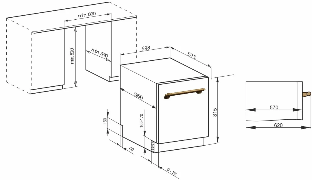 Kaiser Empire S 60 U 88 XL ElfEm, Einbau Retro Geschirrspüler 60 cm, ECO Unterbau Spülmaschine