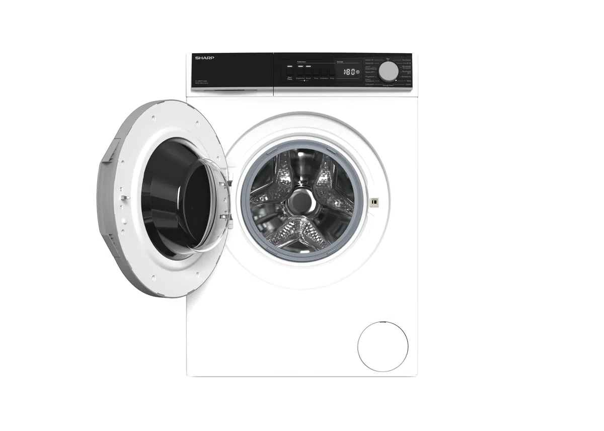 Sharp ES-BRO014WA-DE Waschmaschine Frontlader / 10 kg / 1400 U/min/Adanced Inverter Motor / 15 Programme inkl. 15 min Kurzprogramm und Dampffunktion/AquaStop/Weiß