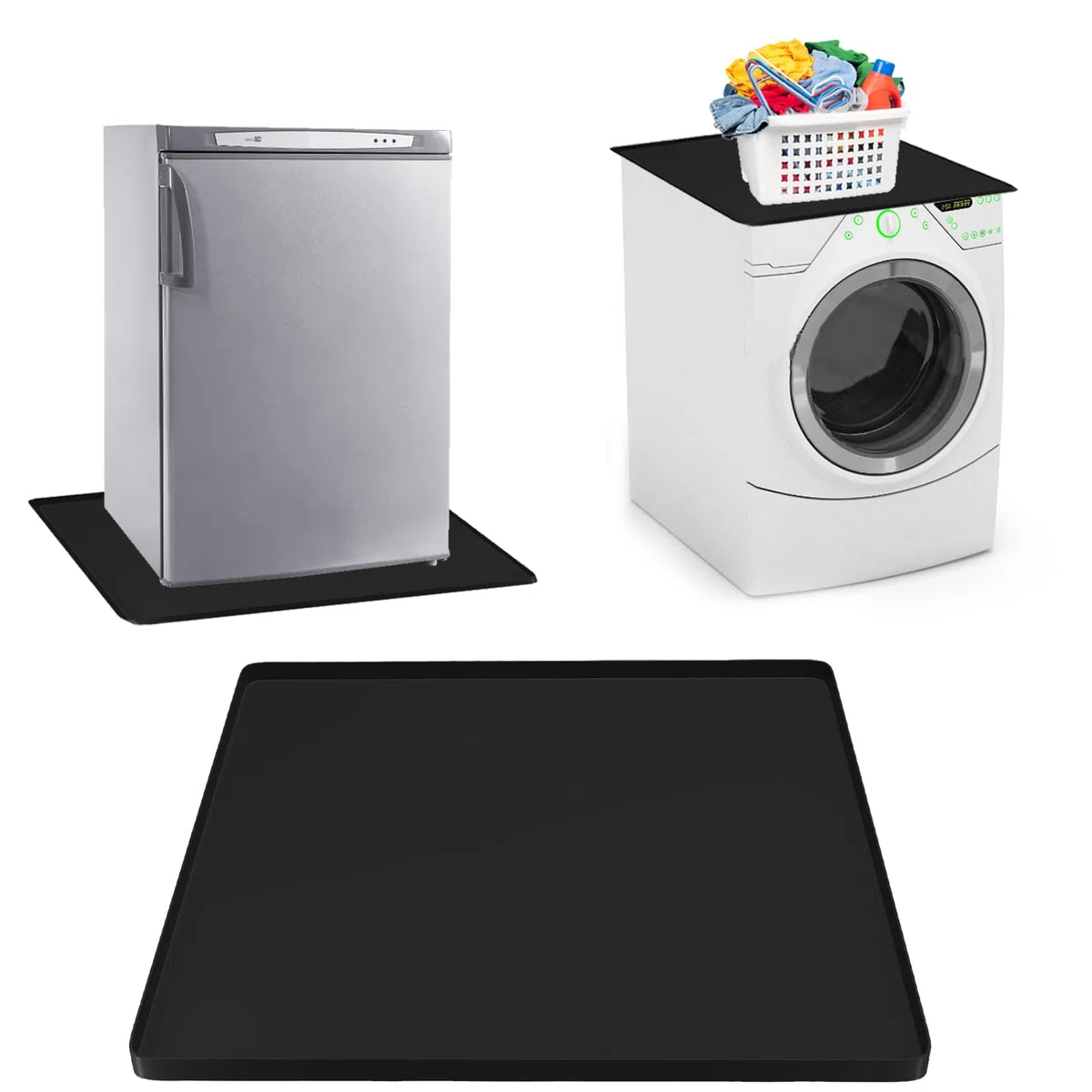 Kühlschrankmatten, Silikon Antirutschmatte mit Erhöhtem Rand, 60x60cm Bodenmatte Kühlschrank Tropfschale Wiederverwendbare Bodenschutz Gefriermatte für Waschmaschine Kühlschrank Weinschrank