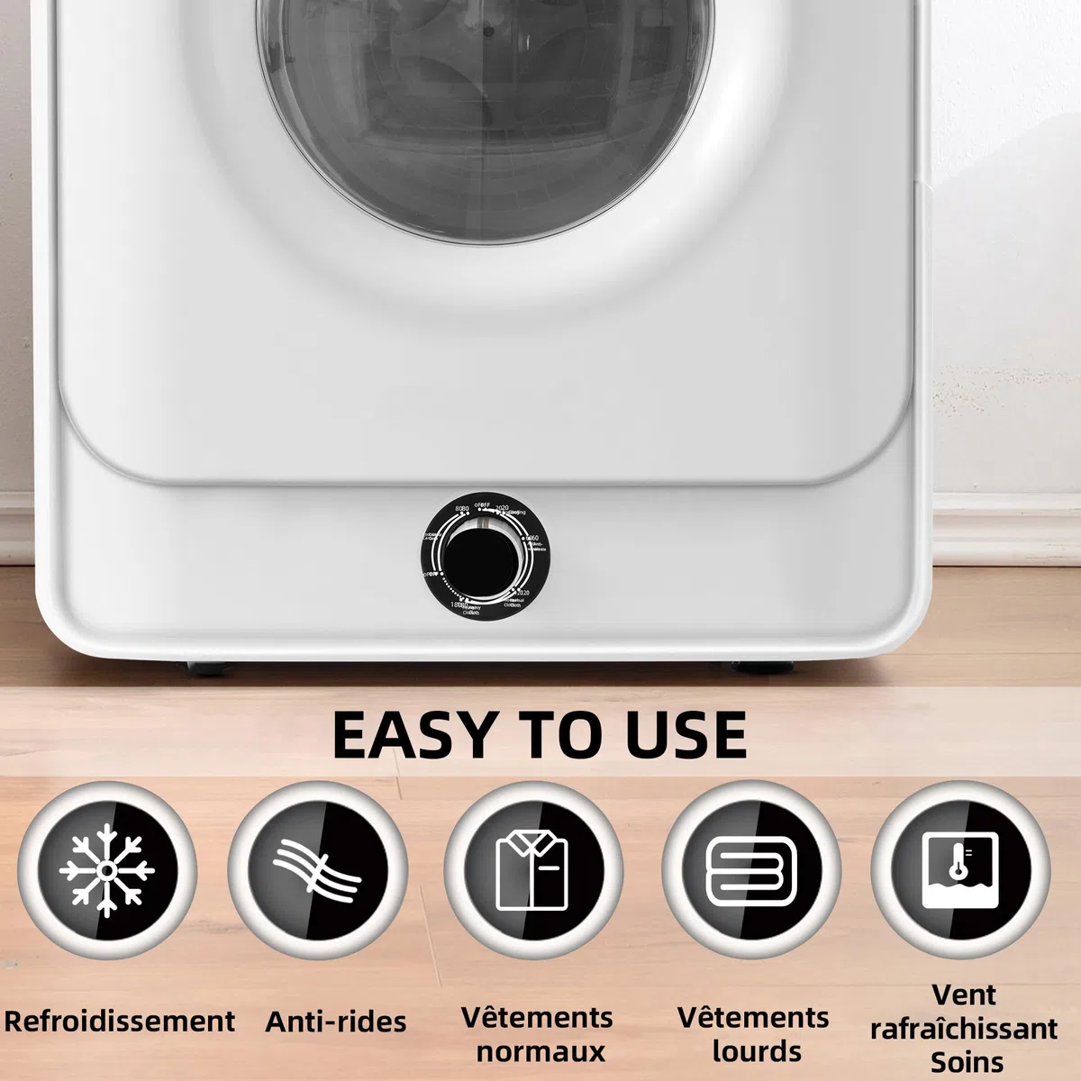 Qiang 830W Abgastrockner,Edelstahltrockner 3kg Tatsächlich bis 4,5kg,Mehrfachfiltration,5 Programme Überhitzungsschutz,Wandmontierbar [Energieklasse C]