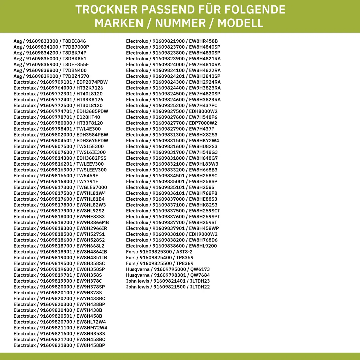 eVendix Türdichtung vorne AEG 14006609701/9 für Trockner