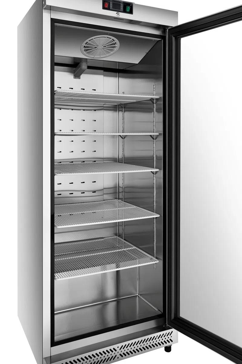 METRO Professional Glastürgefrierschrank GFR6600SG, 380 L, 5 Einlegeböden, LED-Beleuchtung, mit Schloss, 2 Rollen, Silber