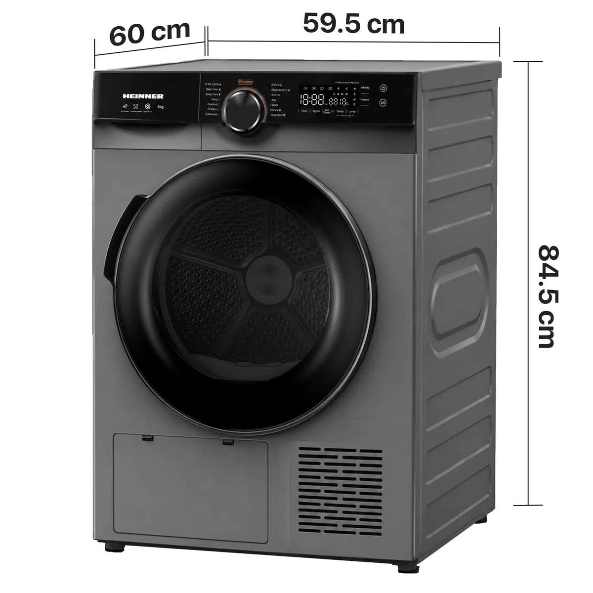 HHPD-M8K3SA++ – Wärmepumpentrockner 8 kg, Energieeffizienzklasse D, LED-Display, Sensor-Trocknung, 15 Programme, 5 Jahre Garantie