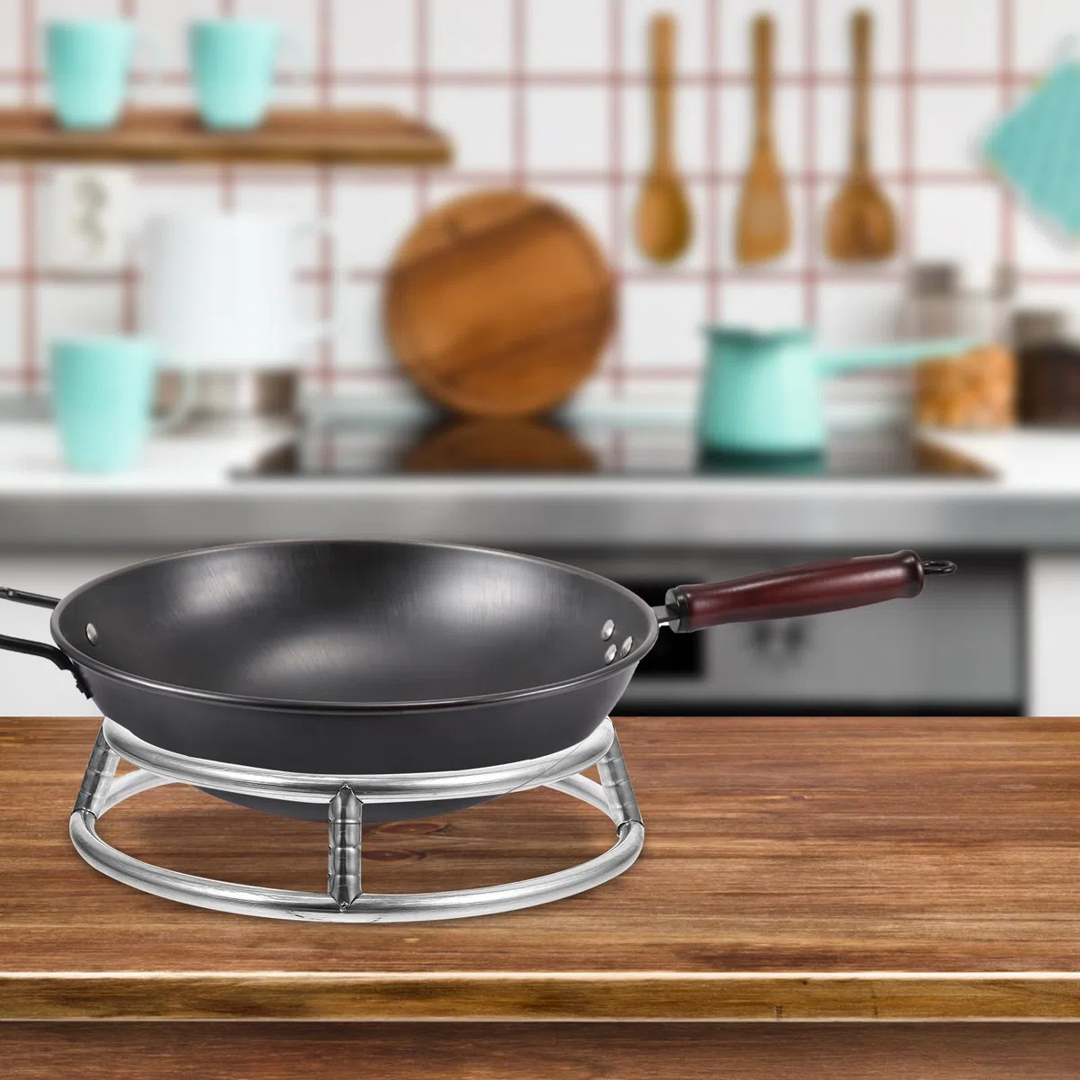 IMIKEYA Edelstahl Topfständer Doppelschicht Wok Ring Halter Runder Wok Ständer Anti-Rutsch Kochtopfhalter Für Küche Gasherd Elektroherd