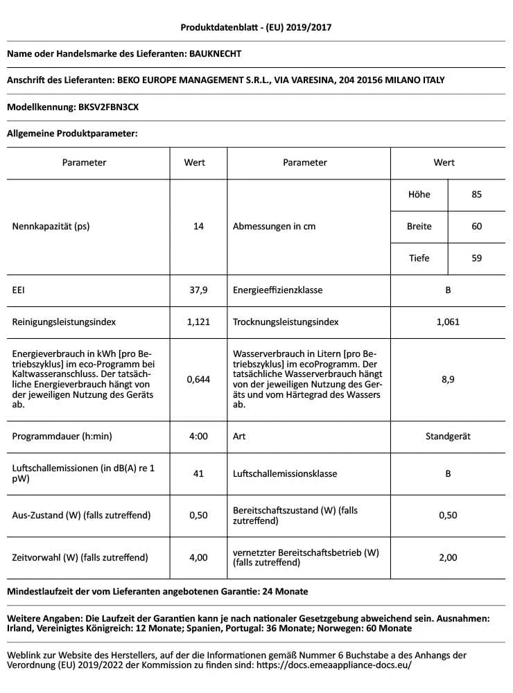 Bauknecht BKSV2FBN3CX Spülmaschine freistehend 60 cm, 14 Maßgedecke, ActiveDry automatische Türöffnung, MultiZone, Sensorprogramm, leise 41 dB, Edelstahl