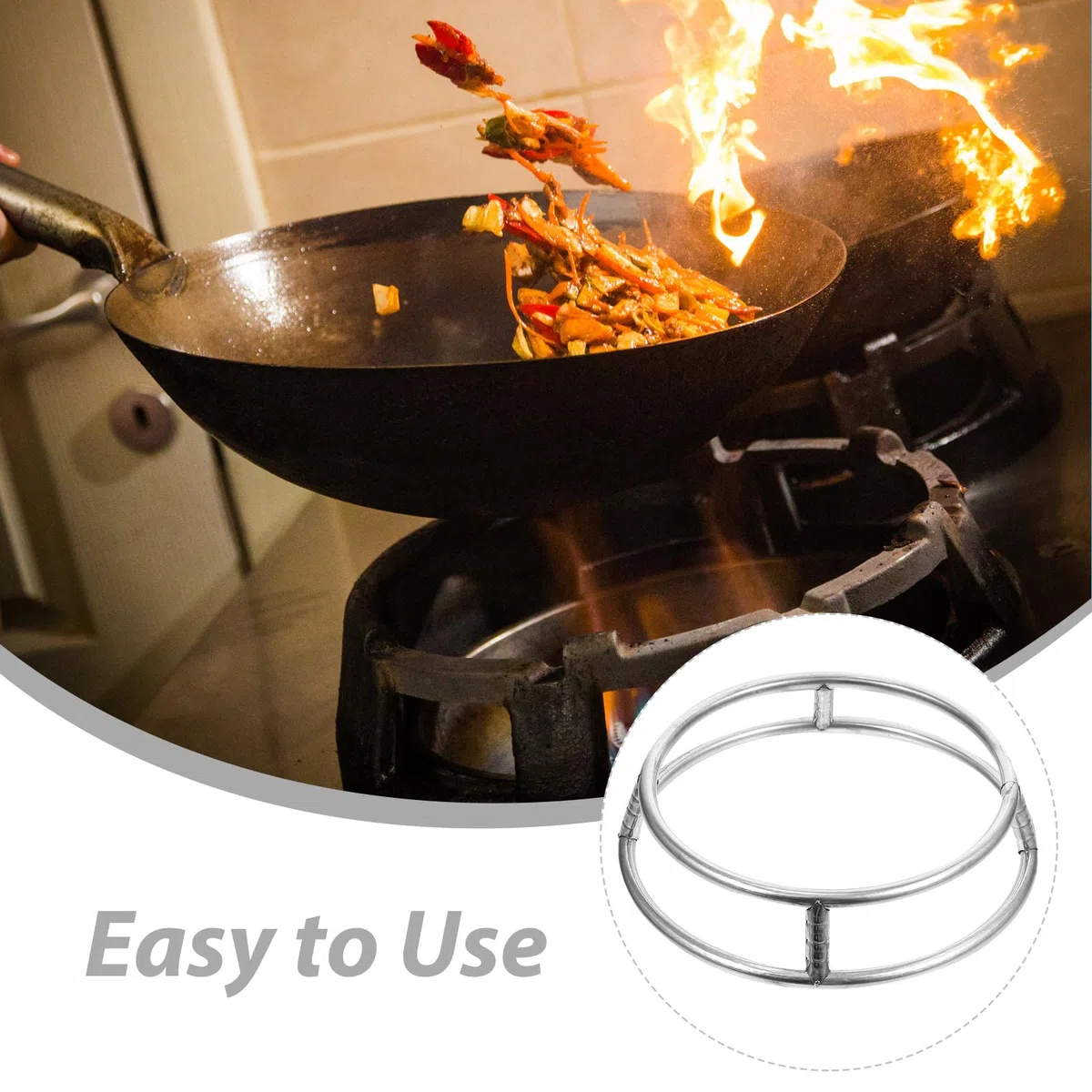 IMIKEYA Edelstahl Topfständer Doppelschicht Wok Ring Halter Runder Wok Ständer Anti-Rutsch Kochtopfhalter Für Küche Gasherd Elektroherd
