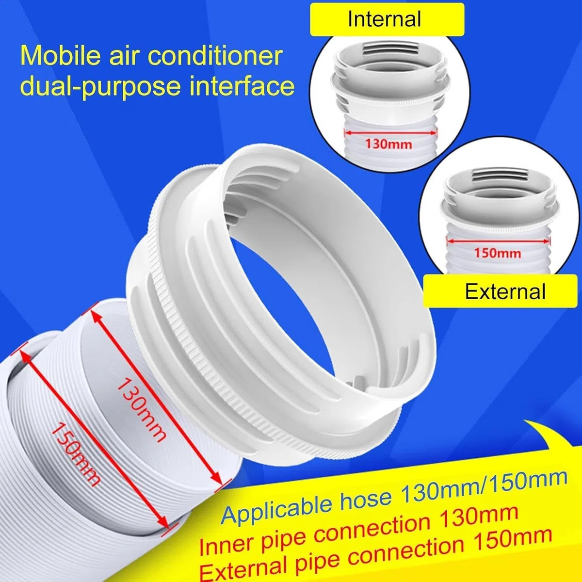 Klimaanlage Abluftschlauch Adapter,130mm innen/150mm Außen,Klimaanlagen Abluftschlauch Adapter,Klimaanlage Abgasschlauchanschluss,klimaanlagen-Schlauchkupplung