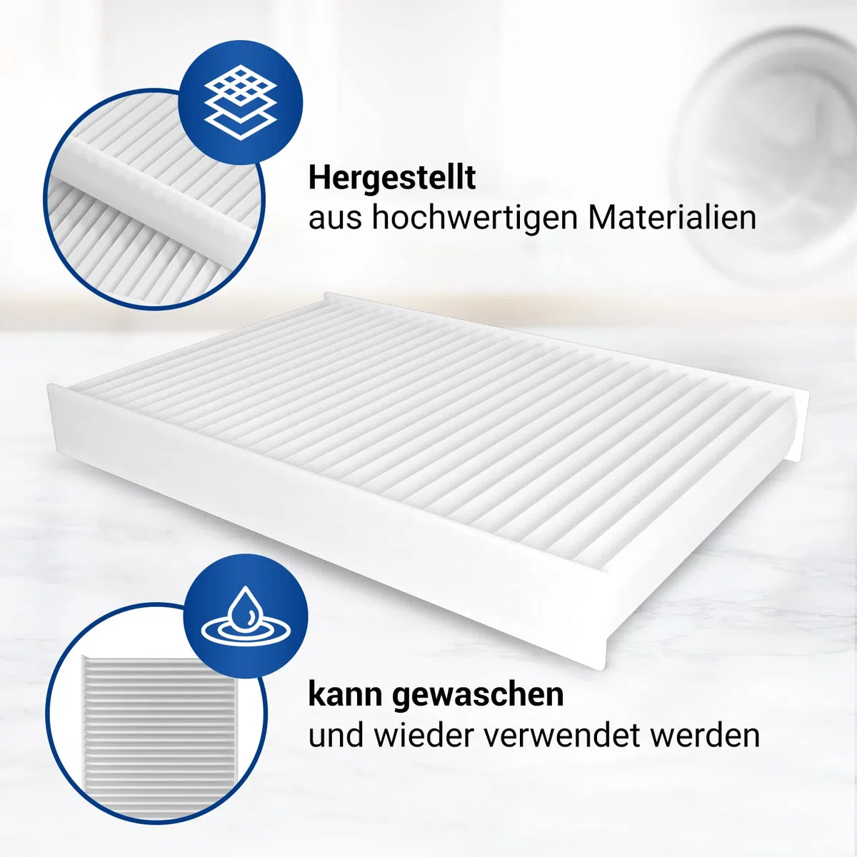 VIOKS 2x Filter 140x95x17mm Ersatz für Luftfilter Pollen Bosch 00481723 für Bosch Siemens Trockner Wärmepumpentrockner/Trockner Kondenstrockner