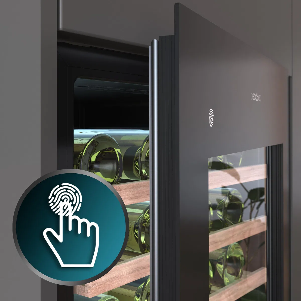 Cecotec Einbau-Weinkühlschrank 57 Flaschen Bolero Grandsommelier Duo 57000 Touch Black. Schwarz mit leiser Kühlung (38 dB) und Touch-LED-Steuerung