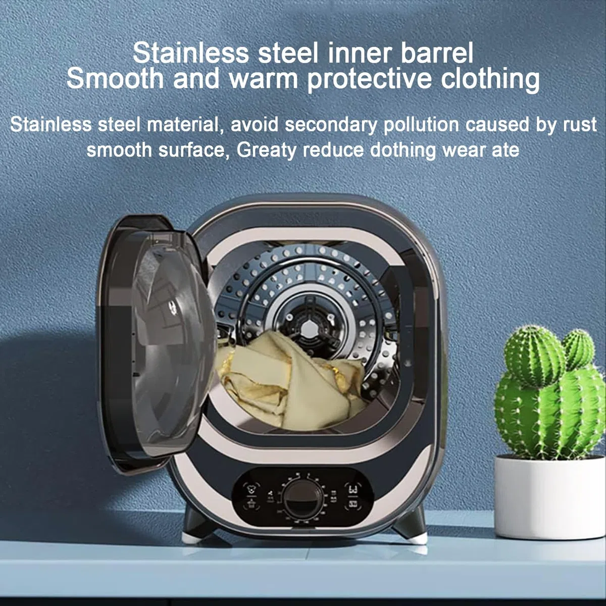 Qiang Mini Trockner Wäschetrockner Klein Dryer Machine 0.8kg/450W 2 Programme,Überhitzungsschutz Schonendes,Präzises Trocknen,Freistehend/Unterbau,Blue