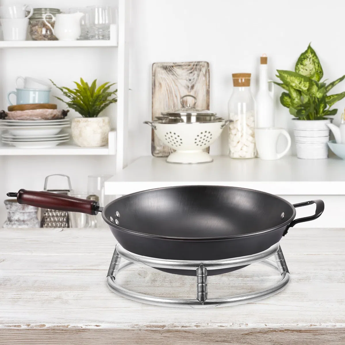 IMIKEYA Edelstahl Topfständer Doppelschicht Wok Ring Halter Runder Wok Ständer Anti-Rutsch Kochtopfhalter Für Küche Gasherd Elektroherd