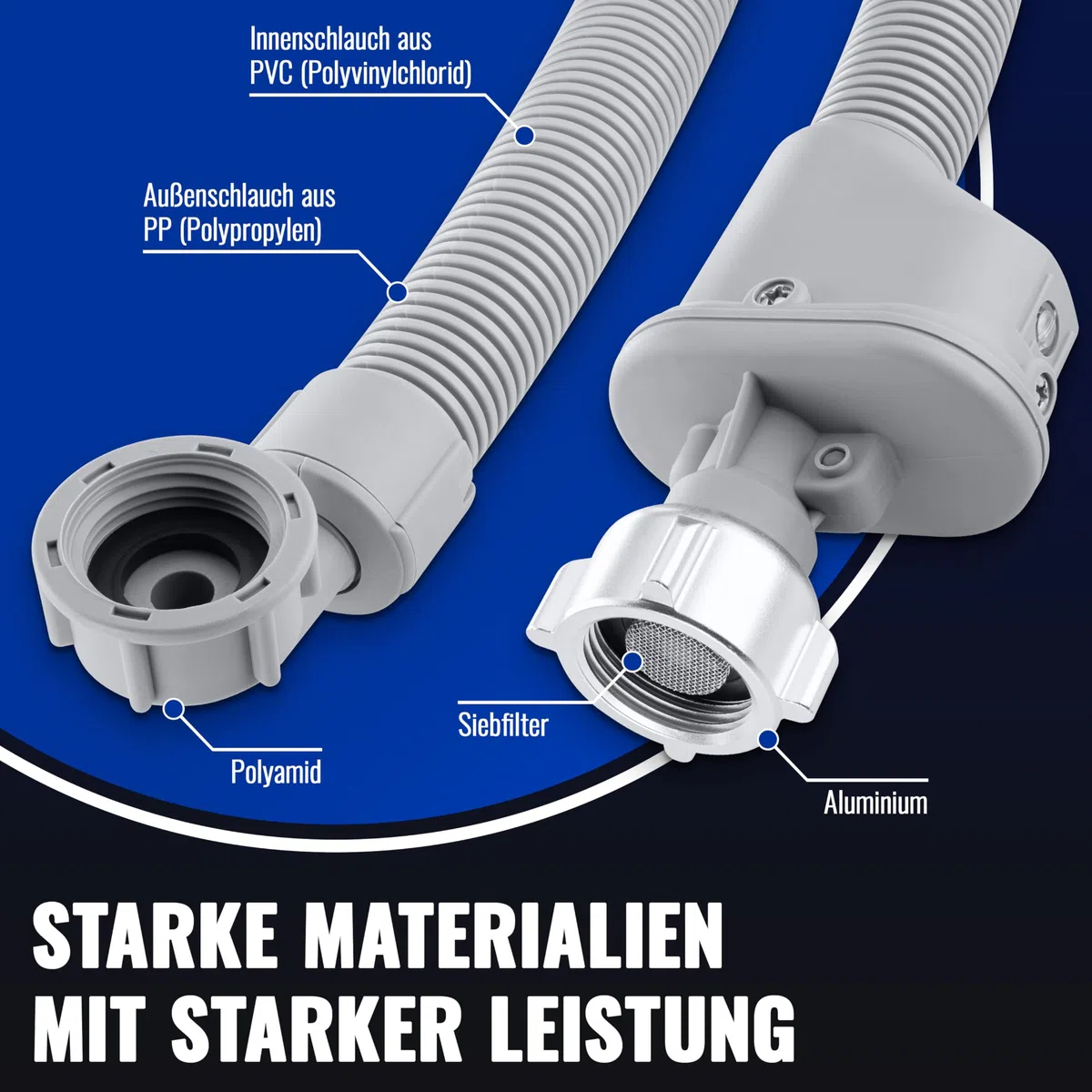 Poppstar 1,5m Waschmaschinenschlauch (Aquastop Schlauch für Waschmaschine, Spülmaschine), 3/4 Zoll Anschluss