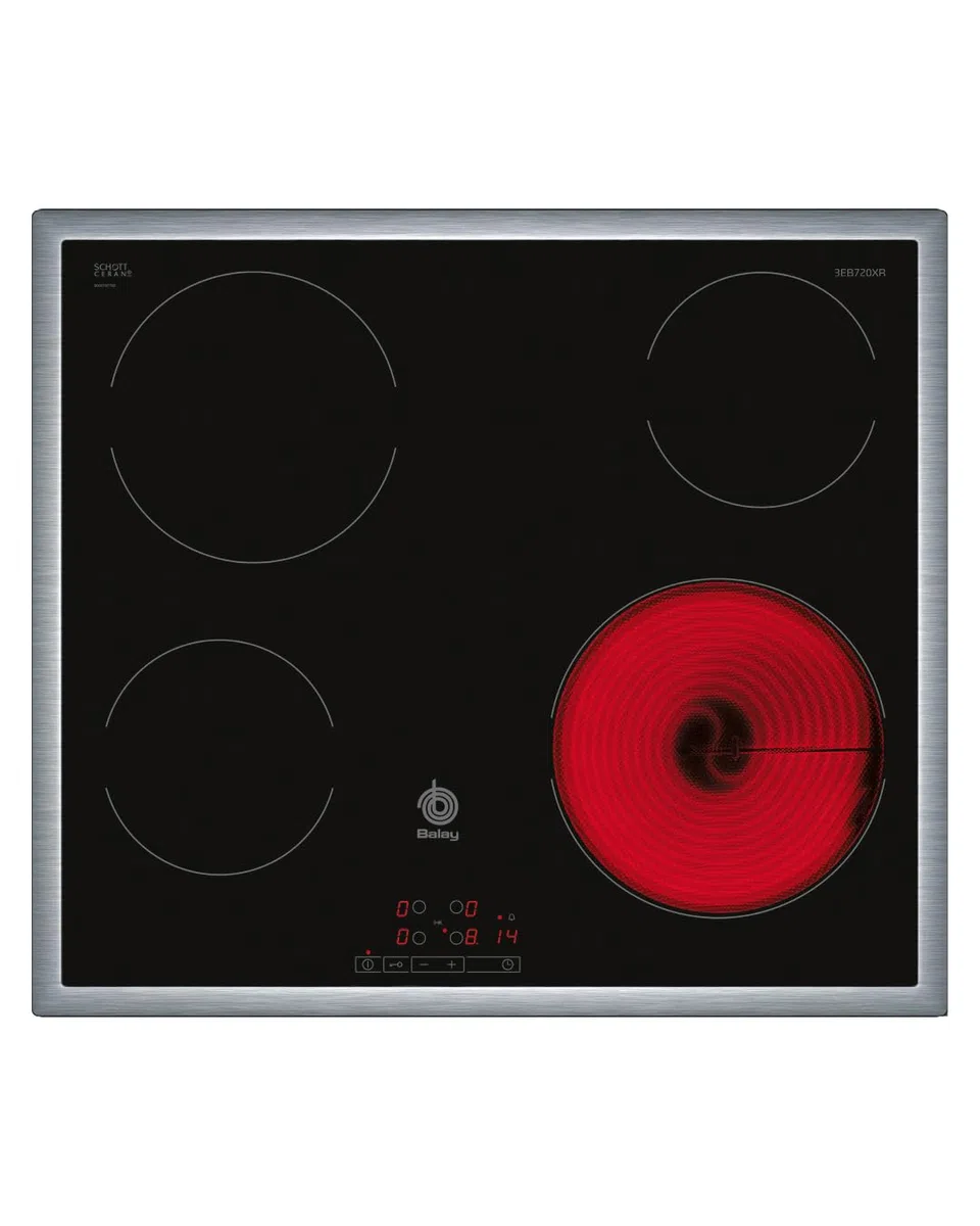 Balay 3EB720XR Glaskeramikkochfeld, 60 cm, Schieberegler mit 17 Stufen, Memory-Funktion, 4 Zonen, Touch
