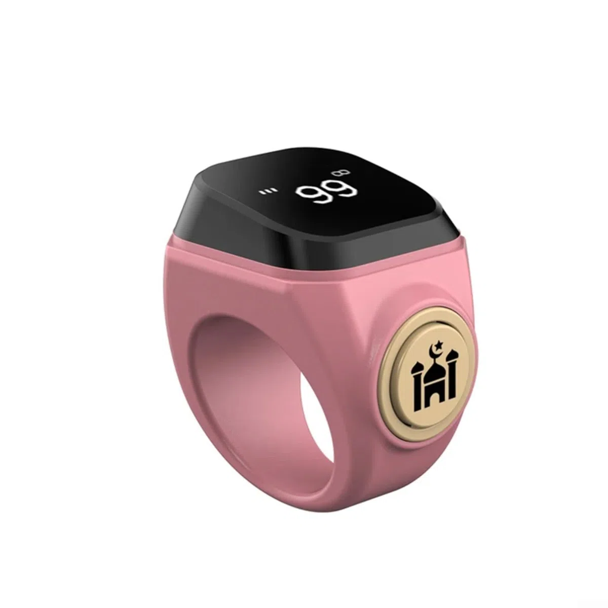 Elektronischer Tasbih Zähler Ring wiederaufladbar 40mAh 3 Größen 18/20/22mm wasserdicht ABS Material USB Ladegerät für Gebet und für Zikr(18mm Rose Gold)
