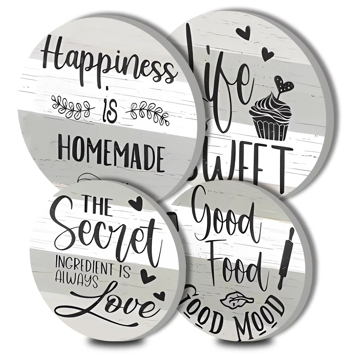 Farmhouse Rustic White Round Metal Hob Covers Set of 4 Stove Cooker Hob Covers for Cookers Gas Stove Protector Cookware Accessories Modern Cooktop Decor