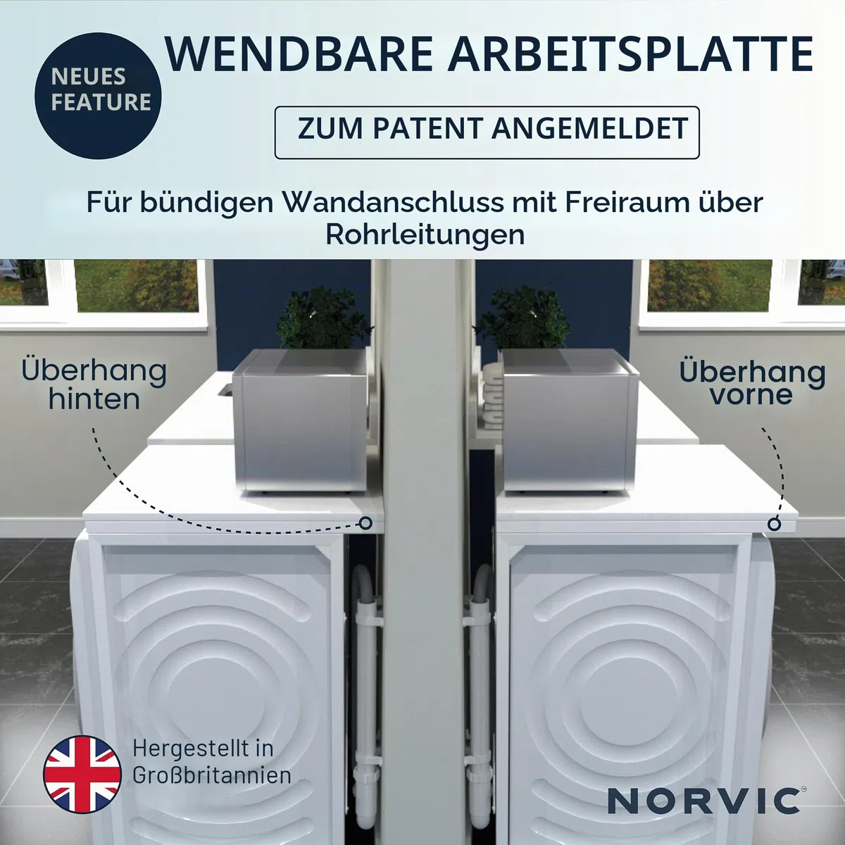 Handy Stand – Freistehender Arbeitsplatten- und Waschmaschinenständer | Geräte-Stapelset und Wäscheständer für Garage, Hauswirtschaftsraum oder Küche – 500 kg Stahlrahmen (White)