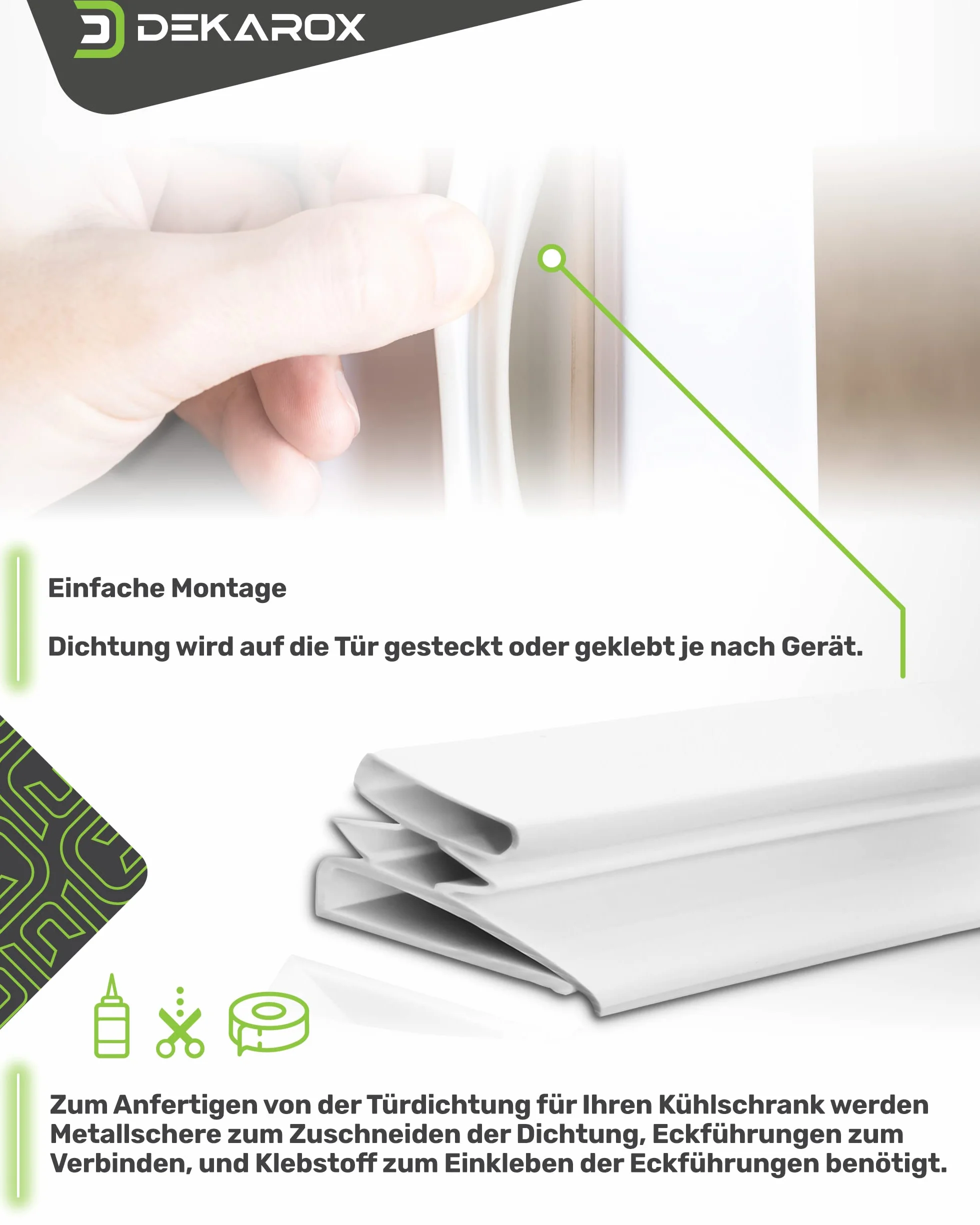 Türdichtung 2m Universal zum Selbstanfertigen für Kühlschrank Gefrierschrank KühlGefrierKombination Kühltruhe