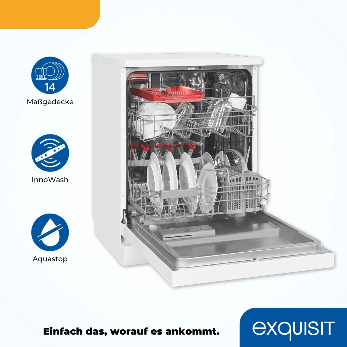 Exquisit GSP9414-030D Geschirrspüler Freistehend - Spülmaschine 60 cm
