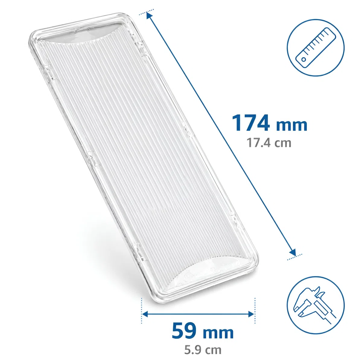 MIRTUX Kit mit 2 Schutzabdeckungen für Lampen und Lichtdiffusoren, kompatibel mit Dunstabzugshauben von Balay, Lynx | Maße: 17,4 x 5,9 | Originalcode: 264984 | Abdeckung für Abzugshaube Lampen
