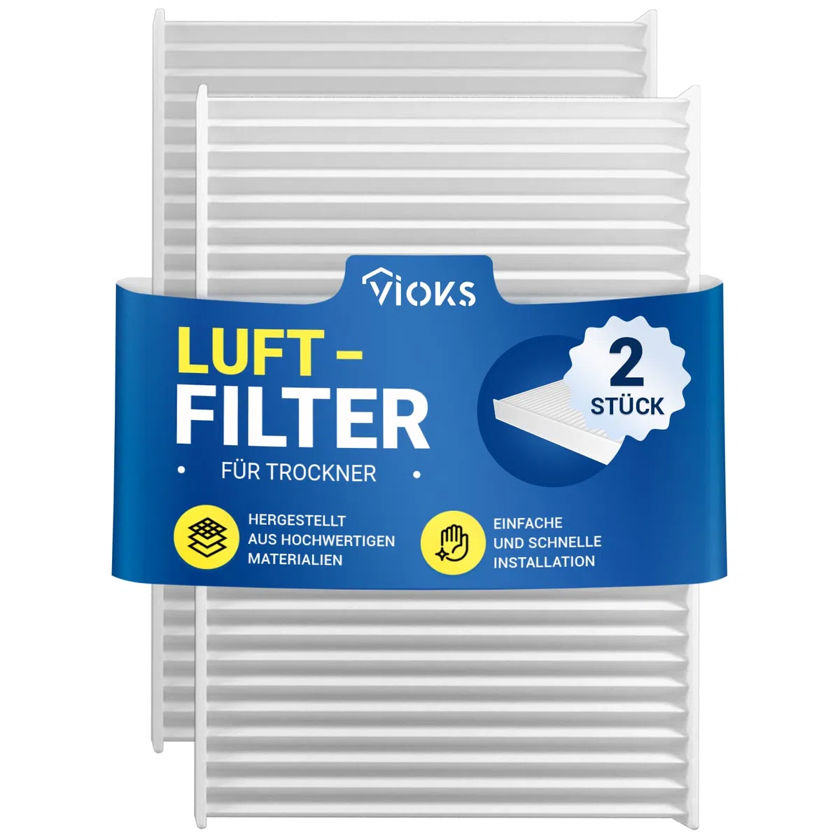 VIOKS 2x Filter 140x95x17mm Ersatz für Luftfilter Pollen Bosch 00481723 für Bosch Siemens Trockner Wärmepumpentrockner/Trockner Kondenstrockner