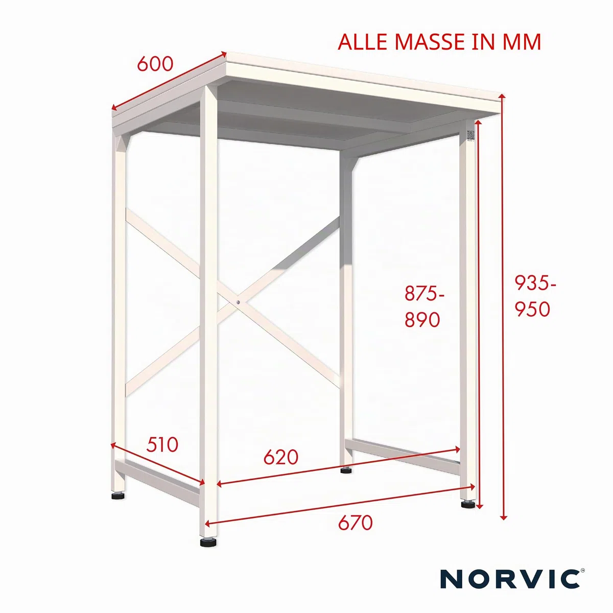 Handy Stand – Freistehender Arbeitsplatten- und Waschmaschinenständer | Geräte-Stapelset und Wäscheständer für Garage, Hauswirtschaftsraum oder Küche – 500 kg Stahlrahmen (White)