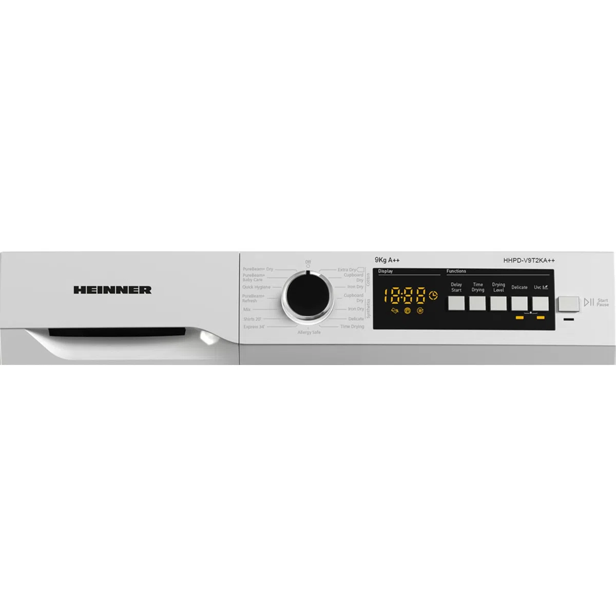 HHPD-V9T2KA++ Wärmepumpentrockner – 9 kg Nutzlast, 15 Programme, Energieklasse E, LED-Anzeige, Wendetür, Kindersicherung, Weiß – 5 Jahre Garantie (9 KG)