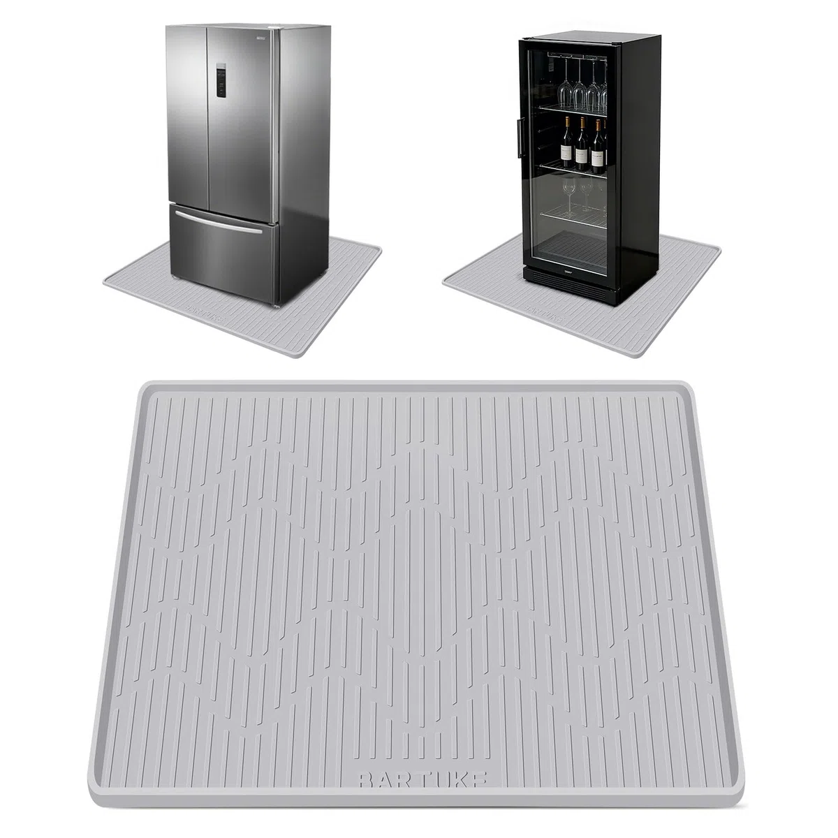 Kalolary große Kühlschrank Silikonmatte mit 0,5'' erhöhten Kanten, Rutschfester Bodenschutz für Minikühlschrank, Waschmaschine, Trockner, Weinschrank, Kaffee Maschine (24'' x 24'')