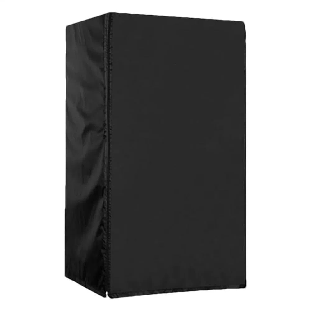 210D Oxford Cloth Refrigerator Cover Outdoor Fridge for Protection Waterproof All Season Zippered Access Ventilation Black