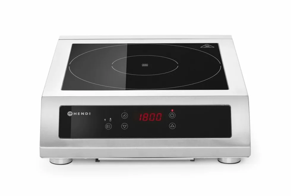 HENDI Induktionskocher, 3500 D XL, für Pfannen mit Bodendurchmesser ø160 bis ø300mm, Temperaturbereich: 60° bis 240°C, Induktionskochfeld, 230V/3500W, 390x500x(H)120mm, Edelstahl, Hartglas
