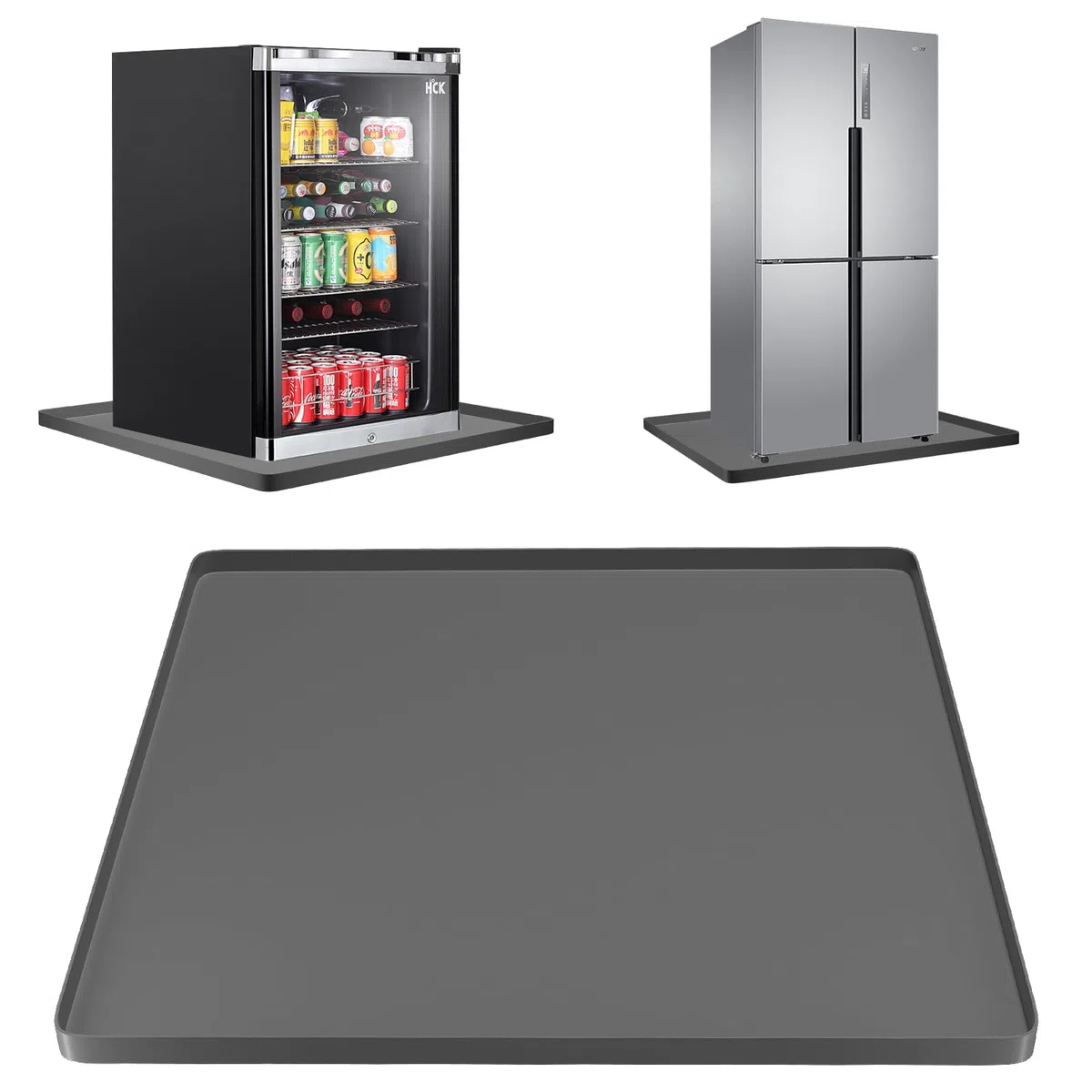 Kühlschrankmatte, 60 x 60cm Silikon Antibakteriell Kühlschrankmatten mit Erhöhtem Rand, Wiederverwendbare Tropfschale, Verhindert Kühlschrank Matte für Kühlschrank Waschmaschine Weinschrank