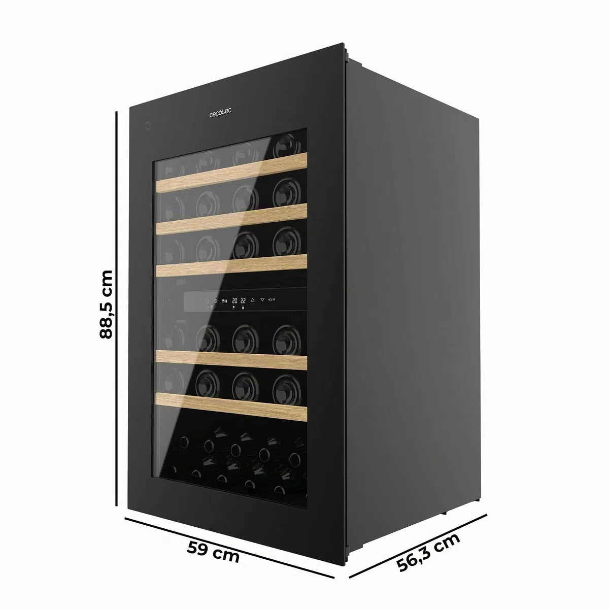 Cecotec Einbau-Weinkühlschrank 57 Flaschen Bolero Grandsommelier Duo 57000 Touch Black. Schwarz mit leiser Kühlung (38 dB) und Touch-LED-Steuerung