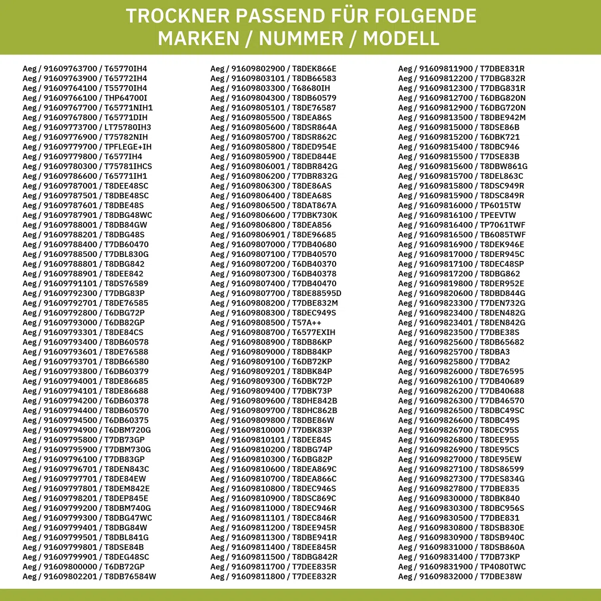 eVendix Türdichtung vorne AEG 14006609701/9 für Trockner
