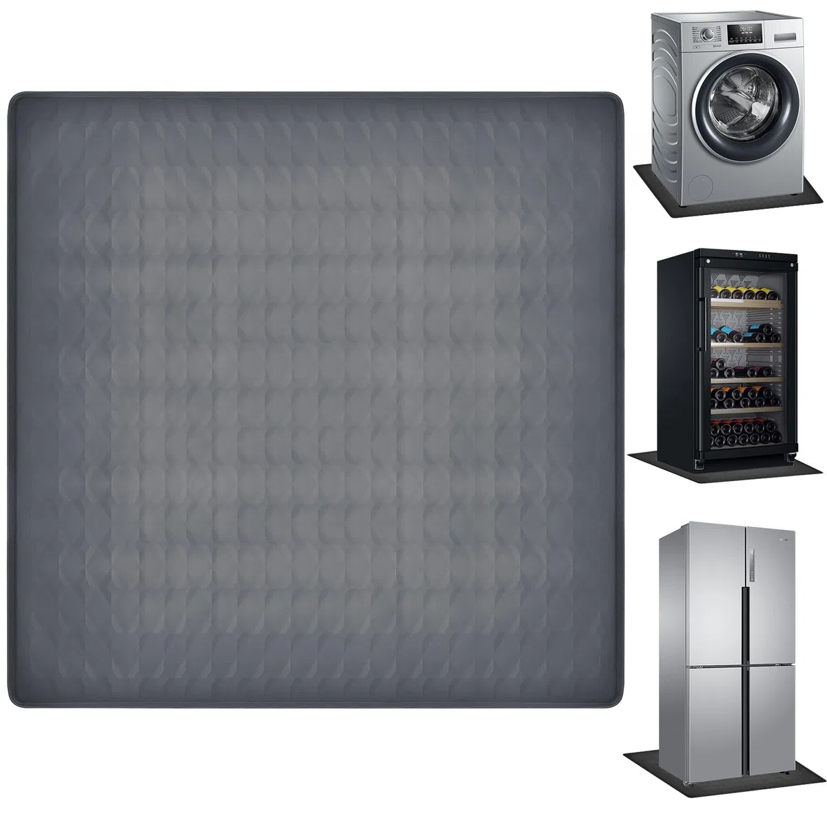 Kühlschrankmatte Silikon, 60 × 60cm Tropfschale Kühlschrank Bodenschutz Silikon Antirutschmatte für Kühlschrank Waschmaschine Trockner (Grau)