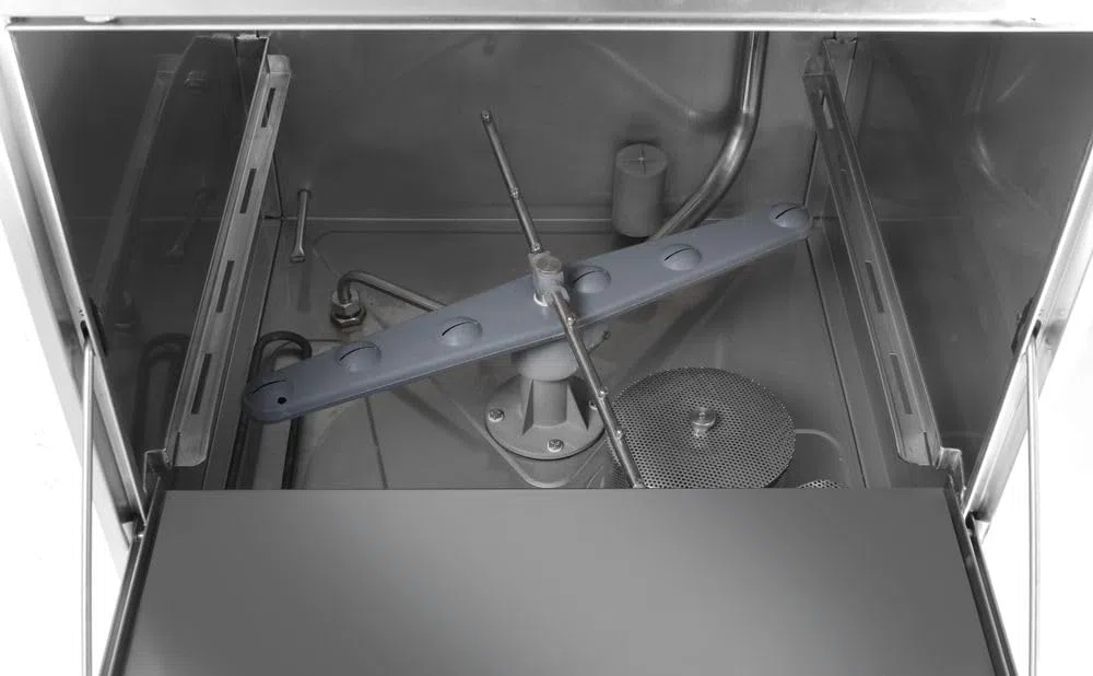 HENDI Geschirrspüler, K50, elektronische Steuerung, Tischgeschirrspüler, Gläserspüler, Geschirrspülmaschinen, mit Laugen und Spülmittelpumpe, 230V, 3.6kW, 570x600x(H)830mm, Edelstahl