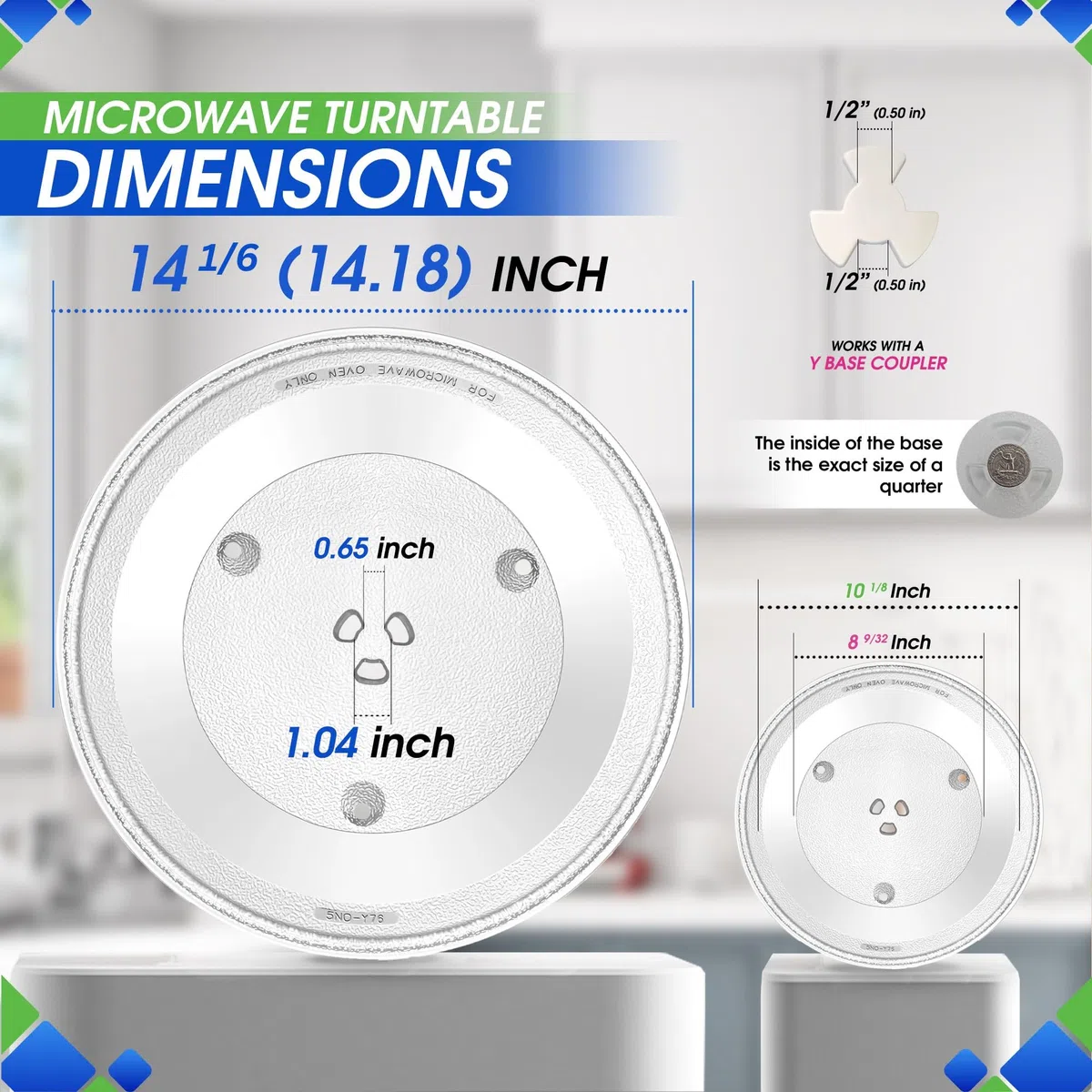für Whirlpool W10531726 Mikrowellen-Glastablett 14 1/8 Zoll