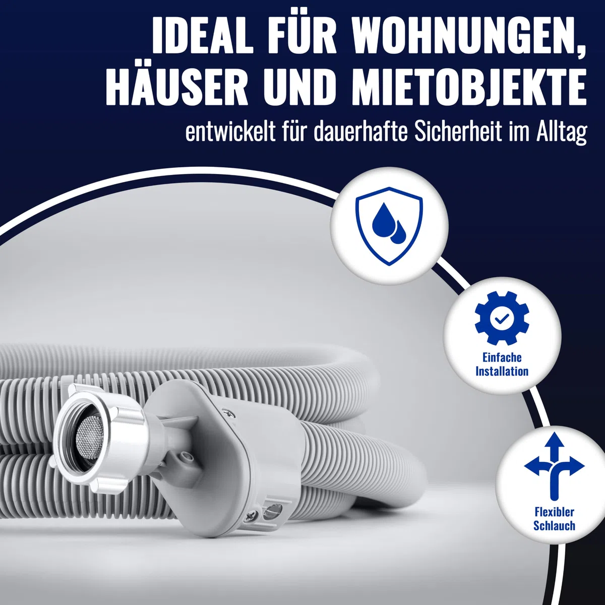 Poppstar 1,5m Waschmaschinenschlauch (Aquastop Schlauch für Waschmaschine, Spülmaschine), 3/4 Zoll Anschluss