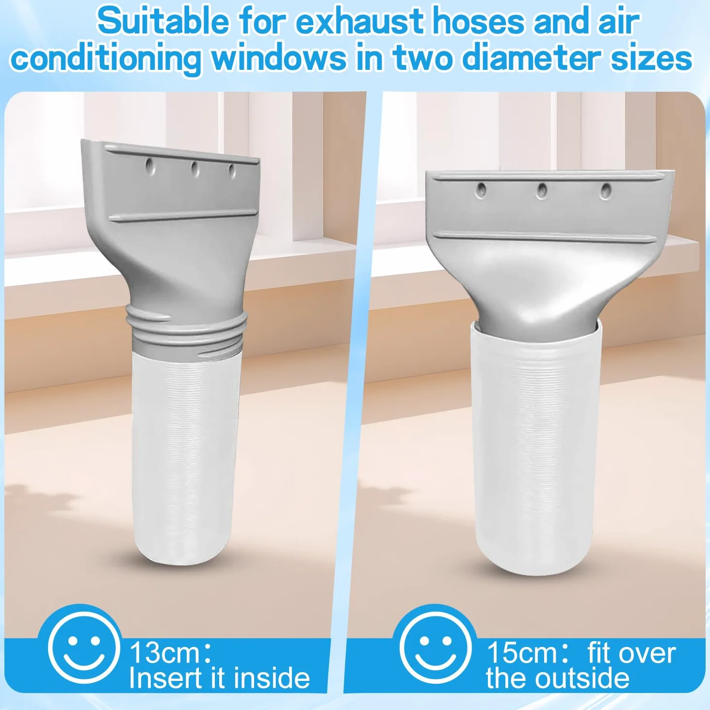 Flacher Klimaanlage Abluftschlauch Adapter Fenster, 130mm/150mm Klimaanlage Dachfenster, Fensteradapter für Abluftschlauch, Flachschlauch Anschluss für Mobile Klimatisierung Trockner Klimagerät Abluft