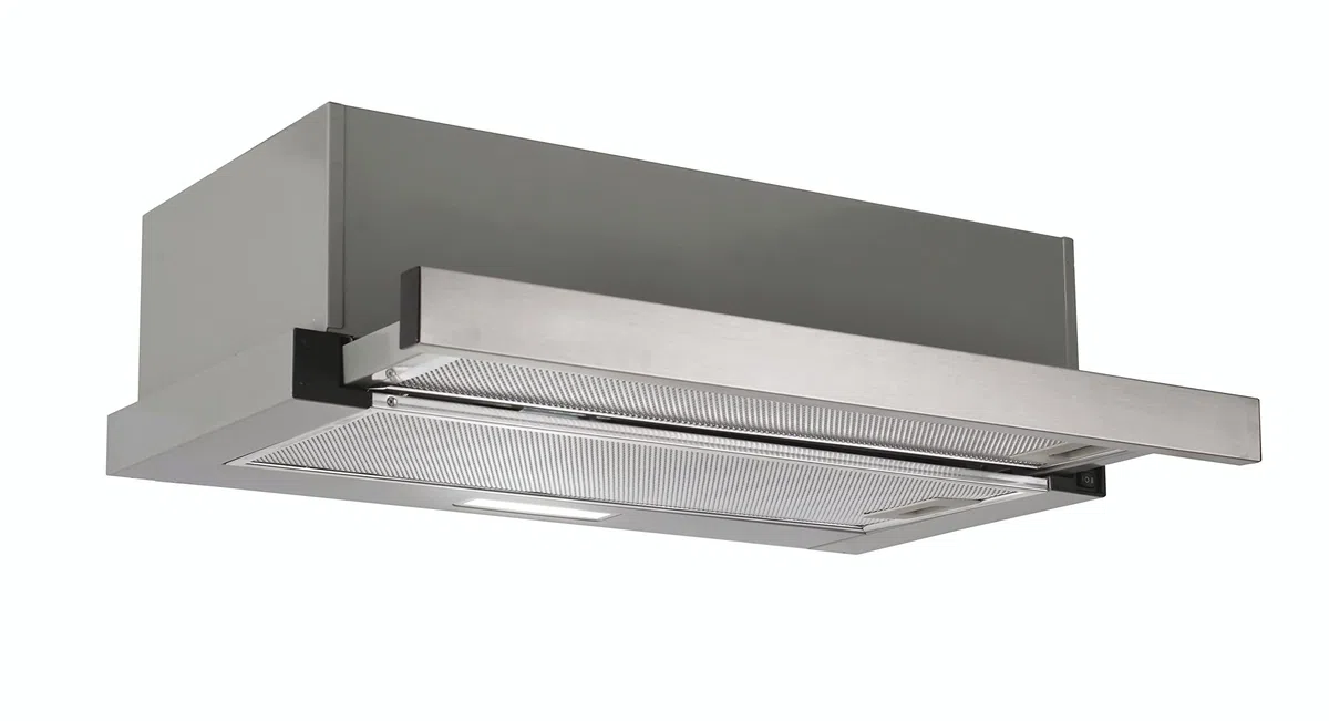 Candy Flachpaneelhaube CBT625/2X DE / 60cm Breite / 67,5W Leistung / 2 Leistungsstufen/max. Luftleistung: 332 m³/h/Abluft & Umluft/Energieeffizienz B/kostensparende LED-Leuchte/Edelstahl