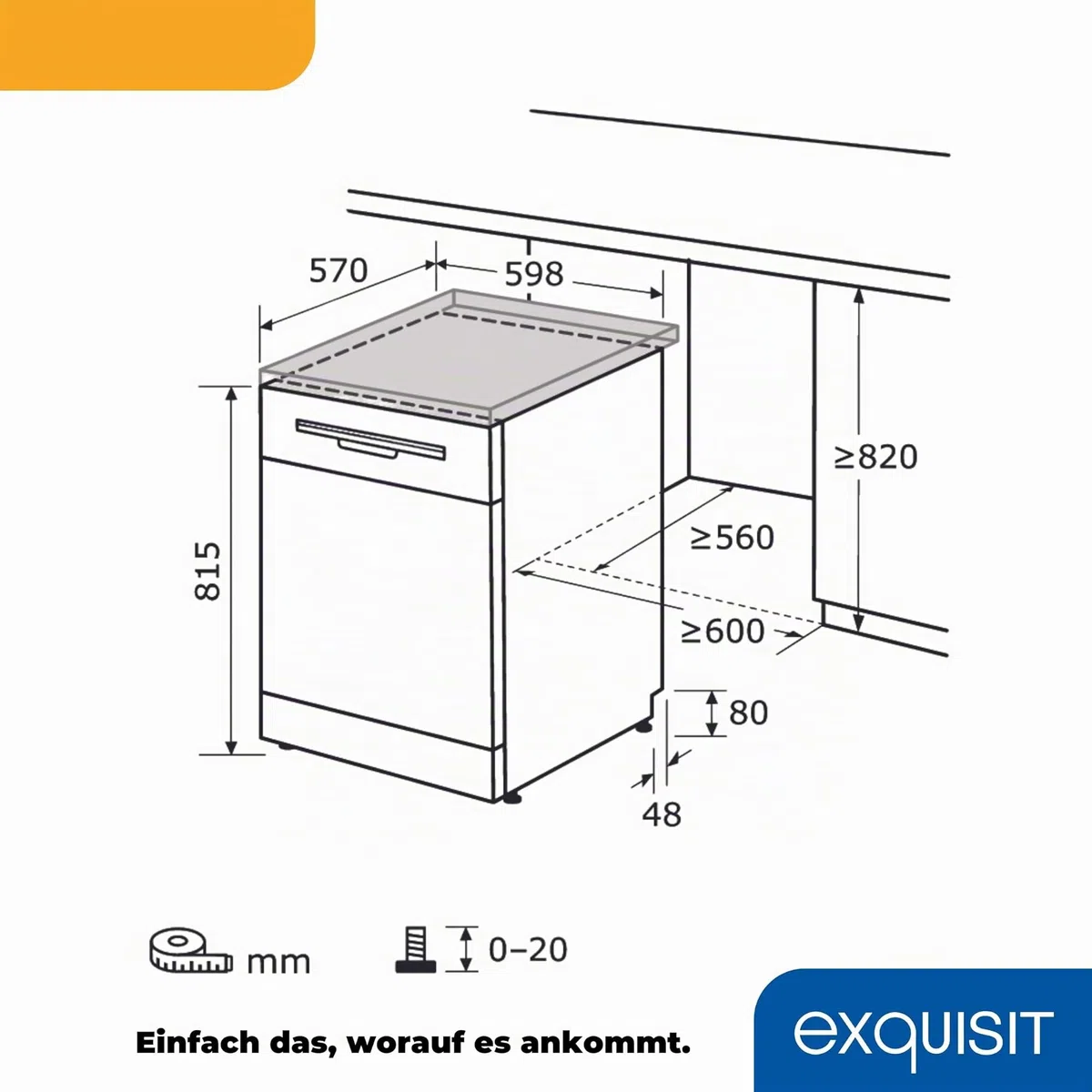 Exquisit GSP9414-030D Geschirrspüler Freistehend - Spülmaschine 60 cm