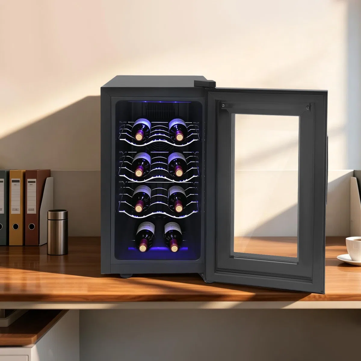 Thermoelektrischer WeinküHlschrank WeinküHler Mit Einstellbarer Temperatur KüHlung Regulierbarer Und Led-Innenbeleuchtung Klein Kleiner KüHlschrank GlastüR Elektrisch Touch-Display 23L