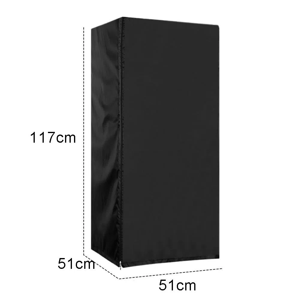 210D Oxford Cloth Refrigerator Cover Outdoor Fridge for Protection Waterproof All Season Zippered Access Ventilation Black