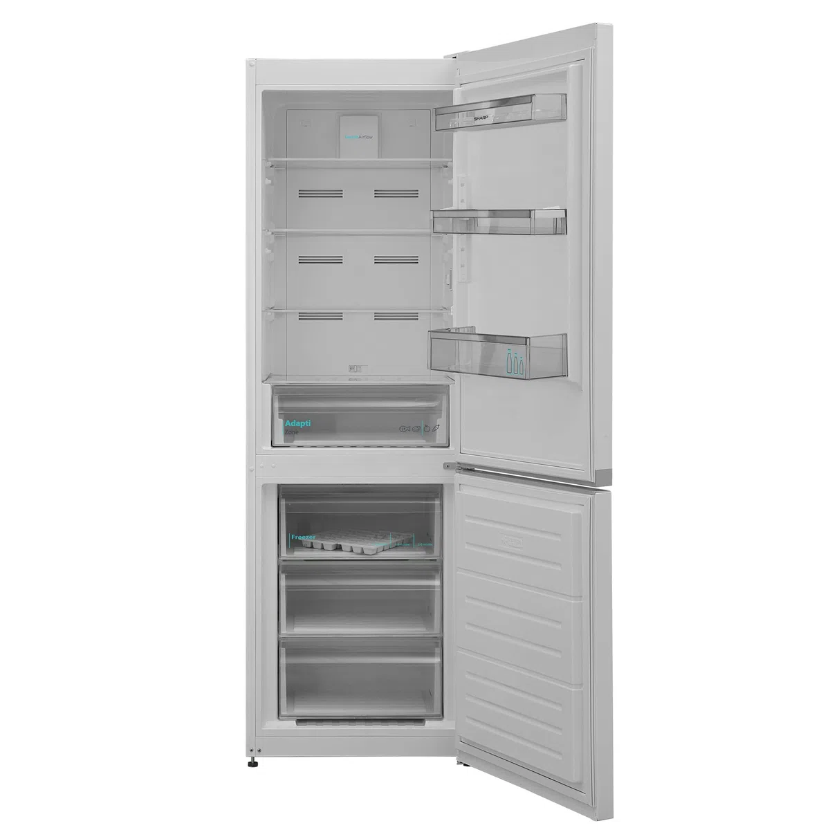 SHARP Kühl-Gefrierkombination SJ-BA09RMXWC-EU/Breite 60 cm/Kühlteil 207 L/Gefrierteil 88 L/AdvancedNoFrost/DualControl/Weiß