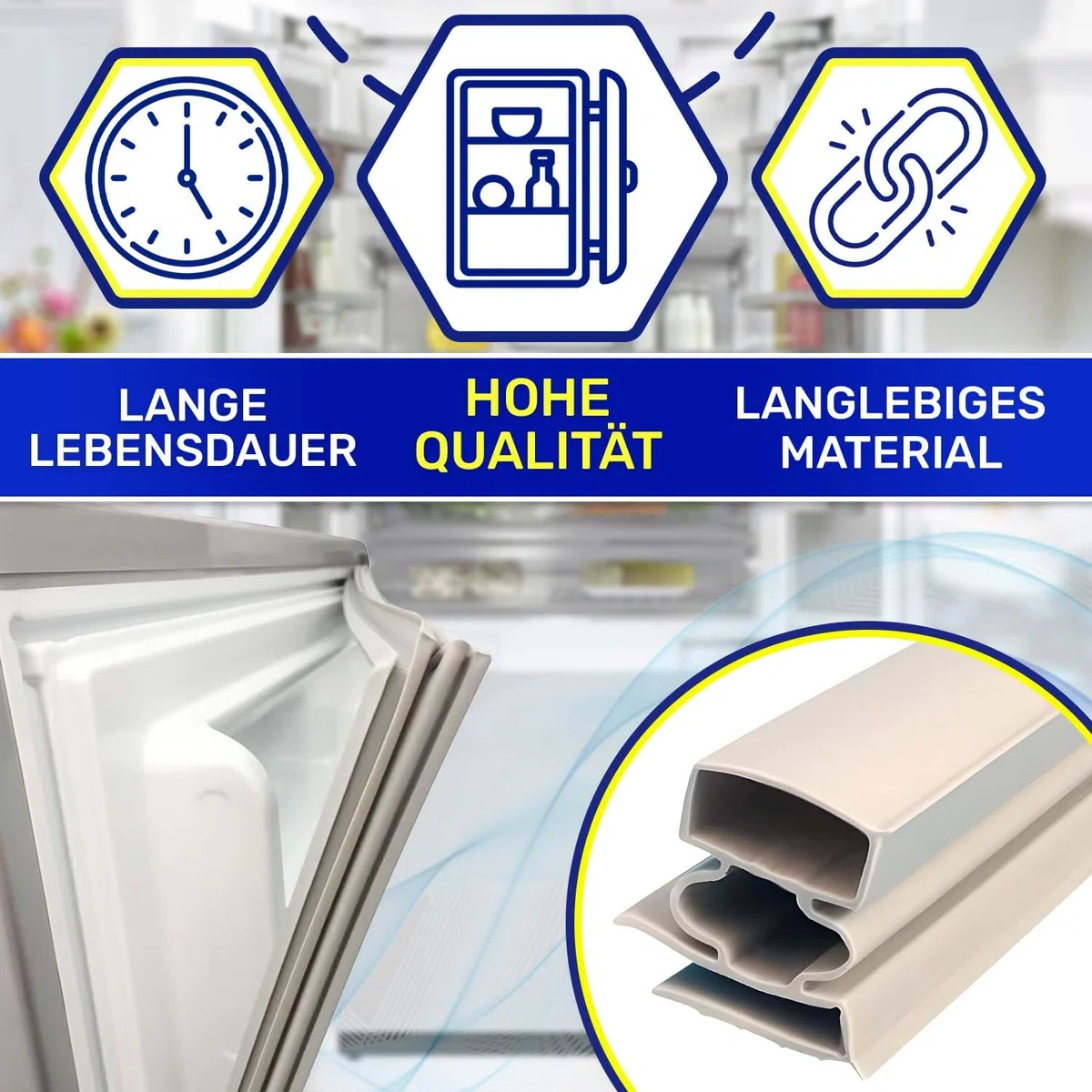 Lineare Universaldichtung für Kühlschrank Typ 101B, Länge 2000 mm, MONTERAL