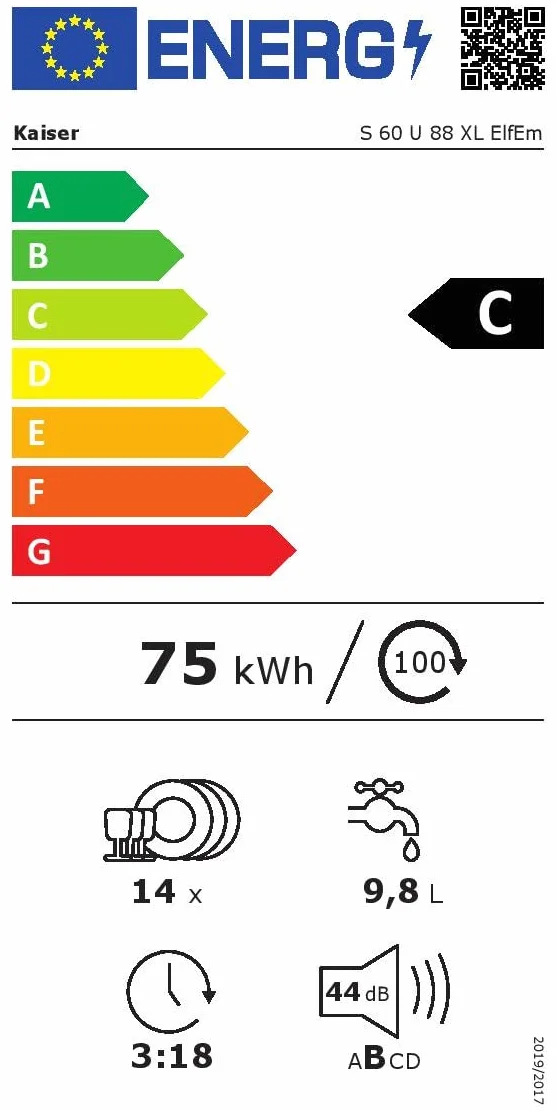 Kaiser Empire S 60 U 88 XL ElfEm, Einbau Retro Geschirrspüler 60 cm, ECO Unterbau Spülmaschine