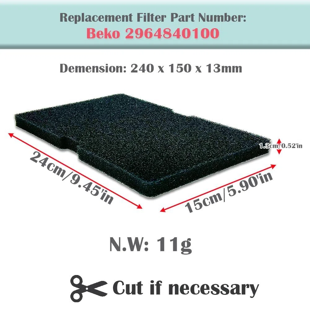 8 Stück Trockner Filter Ersatzteile Zubehör für Beko/Grundig/Blomberg/Elektra Bregenz/Arcelk/Mora/Smeg Wärmepumpentrockner, Schwammfilter für Wäschetrockner 240 x 150 x 13mm