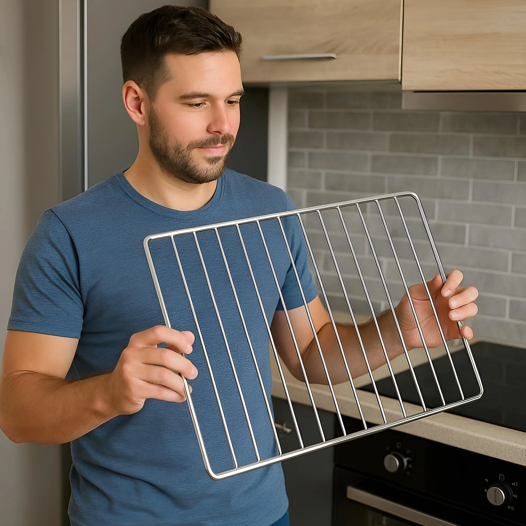 MIRTUX Rost für Backofen | Universelles Modell. Breite: 32 cm, Länge ausziehbar/verstellbar von 35 cm (Mindestmaß) bis 56 cm (Maximalmaß) | Ofengitter, Backofen Gitterrost, Verschiedene Größen
