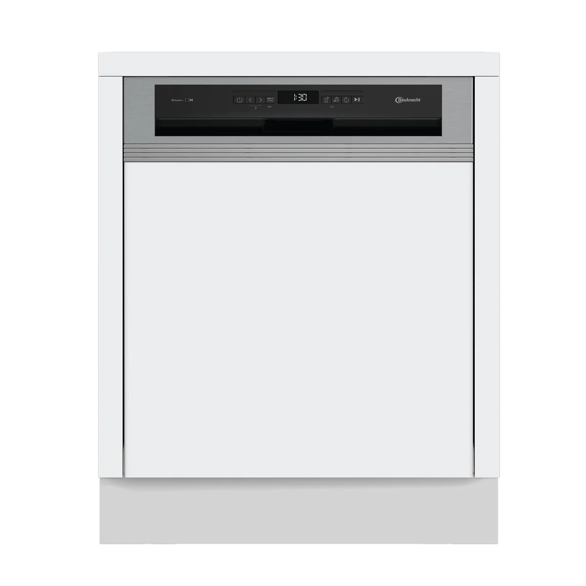 Bauknecht BKSV2PBN3C Spülmaschine teilintegriert, Einbau-Geschirrspüler 60 cm, 14 Maßgedecke, Energieklasse B, ActiveDry automatische Türöffnung, MultiZone, Sensorprogramm, leise 41 dB, Edelstahl